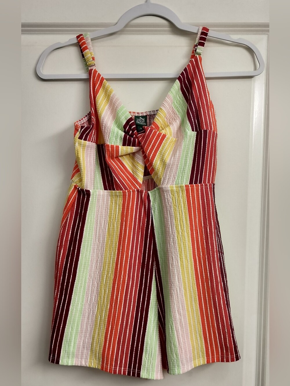 wild fable Rainbow Striped Romper With Twist & Peek A Boo Front